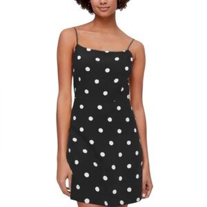 Aritzia Wilfred Isabelle Mini Dress Black with White Polka Dots Sz 4